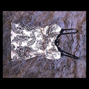 White/black paisley camisole